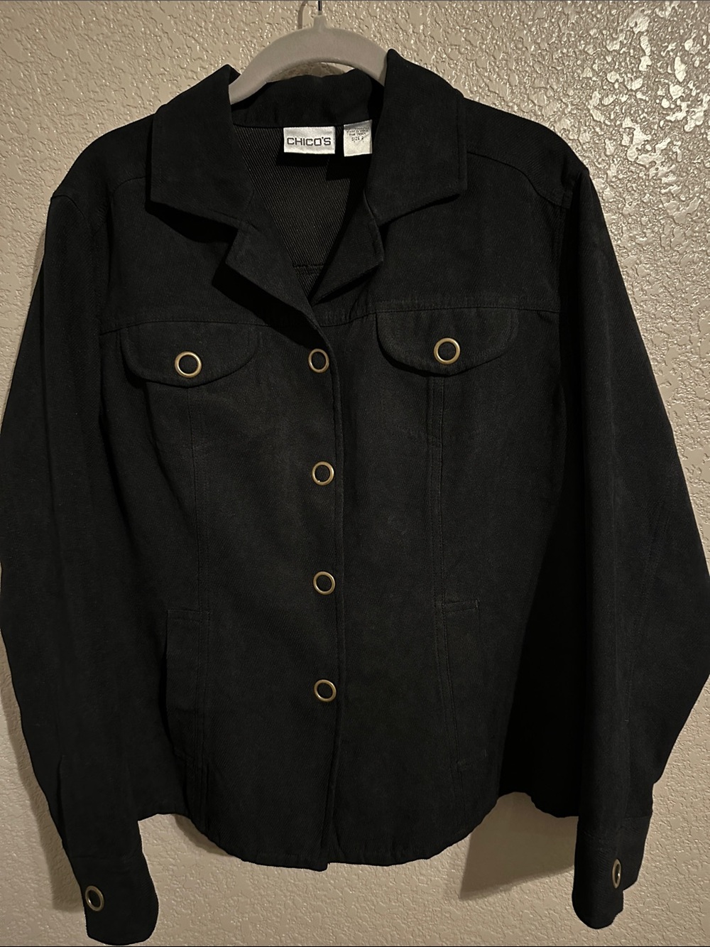Chico's Black Snap-Front Jean Jacket